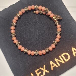Alex and Ani Bloom Wrap Elegant Orange Beaded Bracelet